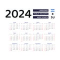 Nicaragua Calendar 2024. Week starts from Sunday. Vector graphic design.