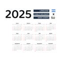 Nicaragua Calendar 2025. Week starts from Sunday. Vector graphic design.