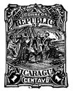 Nicaragua 1 Centavo Stamp in 1892, vintage illustration