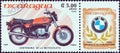 NICARAGUA - CIRCA 1985: A stamp printed in Nicaragua shows a BMW R65, 1984, circa 1985.