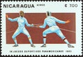 NICARAGUA - CIRCA 1983: A stamp printed in Nicaragua shows fencing, circa 1983.