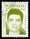 NICARAGUA - CIRCA 1988: A stamp printed in Nicaragua shows Silvio Mayorga Delgado, circa 1988.