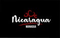 Nicaragua country on black background with red love heart and its capital Managua