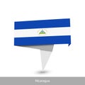 Nicaragua Country flag. Folded ribbon banner flag