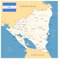 Nicaragua - detailed map with administrative divisions and country flag