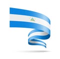 Nicaragua flag in the form of wave ribbon