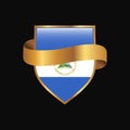 Nicaragua flag Golden badge design vector