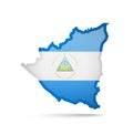 Nicaragua flag and outline of the country on a white background