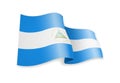 Nicaragua flag in the wind. Flag on white vector illustration