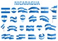 Nicaragua icons set cartoon vector. Freedom flag