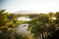Nicaragua Lake and Volcano with Palm Trees