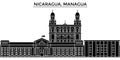 Nicaragua, Managua architecture vector city skyline, travel cityscape with landmarks, buildings, isolated sights on