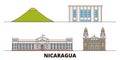 Nicaragua, Managua flat landmarks vector illustration. Nicaragua, Managua line city with famous travel sights, skyline