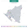 Nicaragua map with location pointer marks.