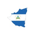 Nicaragua national flag in a shape of country map