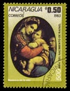 Post stamp with Virgen de la silla painting