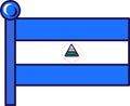 Nicaragua republic nation flag on flagpole vector
