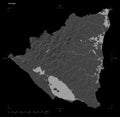 Nicaragua shape on black. Bilevel