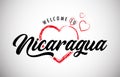 Nicaragua welcome to message with beautiful red hearts