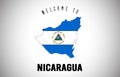 Nicaragua Welcome to Text and Country flag inside Country border Map Vector Design