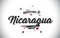 Nicaragua Welcome To Word Text with Handwritten Font and Pink Heart Shape Design