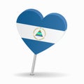 Nicaraguan flag heart-shaped map pointer layout. Vector illustration.