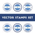 Nicaraguan flag rubber stamps set.