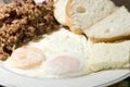 Nicaraguan style fried eggs breakfast with rice and bean gallo p