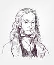 Niccolo Paganini vector sketch portrait illustration Royalty Free Stock Photo