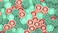 Nice abstract hexagonal background. Green and light orange hexes. delicate graphics. 3d render Royalty Free Stock Photo
