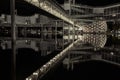 Nice abstract monochrome night view of an old Atlantis building complex standing in lake Ontario