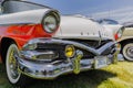 Nice amazing closeup front view of classic vintage retro car Royalty Free Stock Photo