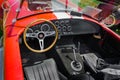 Nice amazing closeup view of classic vintage sport car instrument panel and dash Royalty Free Stock Photo