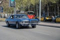 classic car, Mercury Cougar XR7 in blue color on the streets of the European city