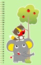 Funny animals cartoon try to gat fruits