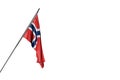 Cute Norway flag hangs on a diagonal pole isolated on white - any celebration flag 3d illustration