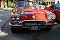 Nice antique red car at the parking lot in Downers Grove, United States Royalty Free Stock Photo