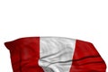 Nice any occasion flag 3d illustration - Peru flag with large folds lie in the bottom isolated on white