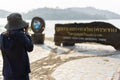 Nice Asian female tourists taking pictures at KaengKrachan national park, KaengKrachan national park is the biggest National Park Royalty Free Stock Photo