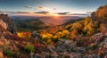 Nice autumn countryside from peak Sitno, Slovakia mountain landscape at sunset Royalty Free Stock Photo