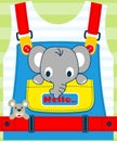 Nice baby elephant with little mouse cartoon on children apparel Royalty Free Stock Photo