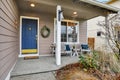 Nice back yard exterior with blue door Royalty Free Stock Photo