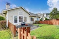 Nice backyard with patio and chairs. Royalty Free Stock Photo