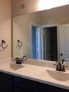 Nice bathroom two sinks and big mirror on the wall Royalty Free Stock Photo