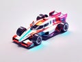 3d render colorful racing car isolated on gradient background