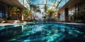 Nice big pool. Relaxation and sports, design swimming pool. Generative AI