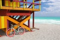 Nice bike & lifeguard station in Miami Beach Royalty Free Stock Photo