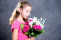 Nice blond girl bouquet of flowers