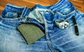 Nice blue jeans in vintage style Royalty Free Stock Photo