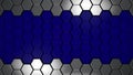 Blue and metal 3d hexagons background, 3d render Royalty Free Stock Photo